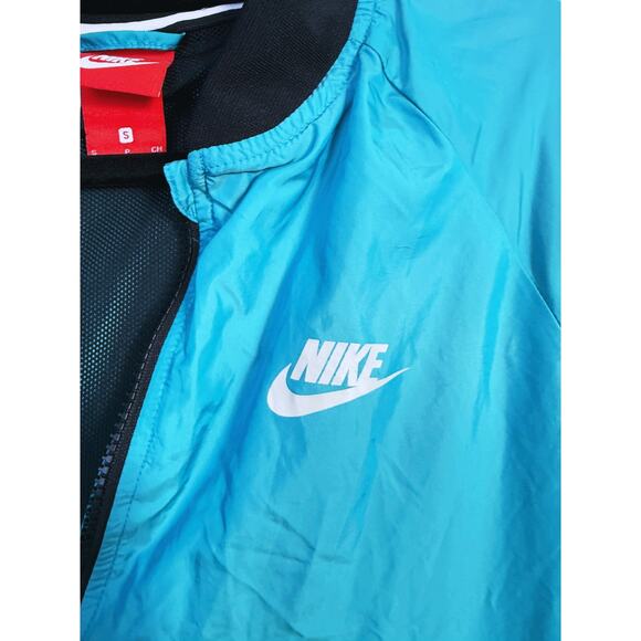 Nike Vintage Rare Tech Bomber Shiny Glanz Jacket Windbreaker Small Teal Retro - Picture 4 of 8
